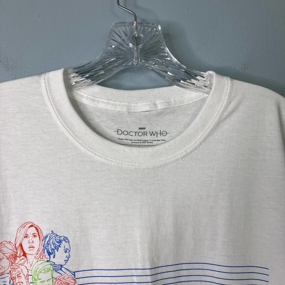 DOCTOR Who Loot Crate White Short Sleeve 15 Doctors Graphic T-Shirt Men's Size L - Picture 3 of 12